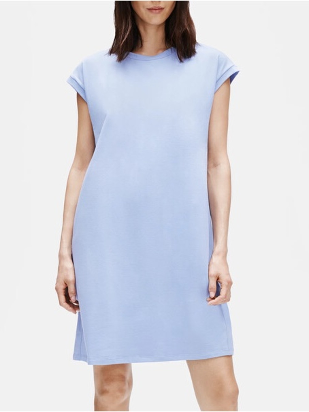 Eileen Fisher Traceable Cotton Stretch Crew Neck Dress